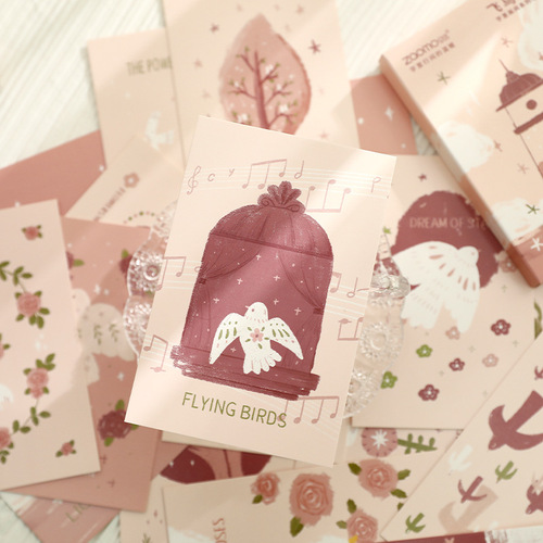 Early foam postcards, calligraphy and painting series, creative ins style hand-painted flower handbook greeting cards, 30 pieces