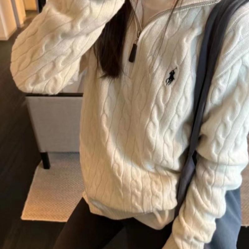 Twist Embroidery Half-Zip Sweater for Women 2026 Spring, Autumn, Winter Niche Soft and Luxurious Knitwear Lazy Style Top