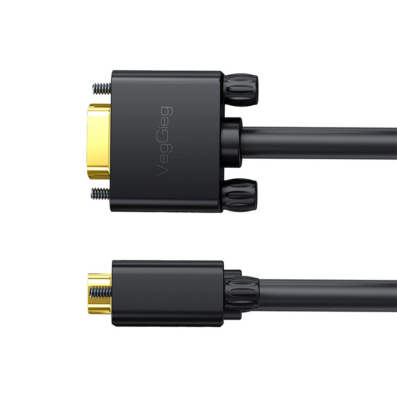 Кабель VGA (VegGieg) 3+6 мужские – мужские, золотистые разъемы, экранированный, длина 1–30 м