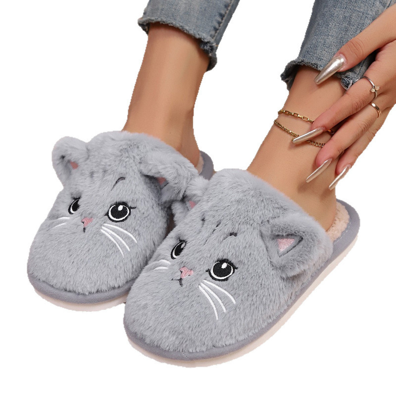 Baotou transfronterizo damas otoño invierno interior y exterior soleas cálidas de peluche zapatillas de algodón zapatillas de espuma EVA suela