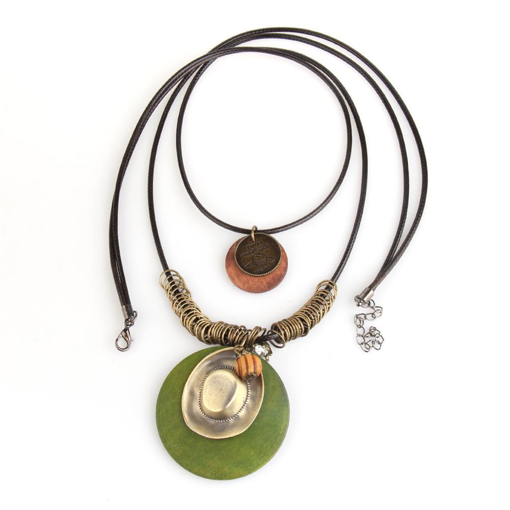 Collar largo de cera multinivel estilo étnico con accesorios de madera para mujer, regalo de cumpleaños, mayorista