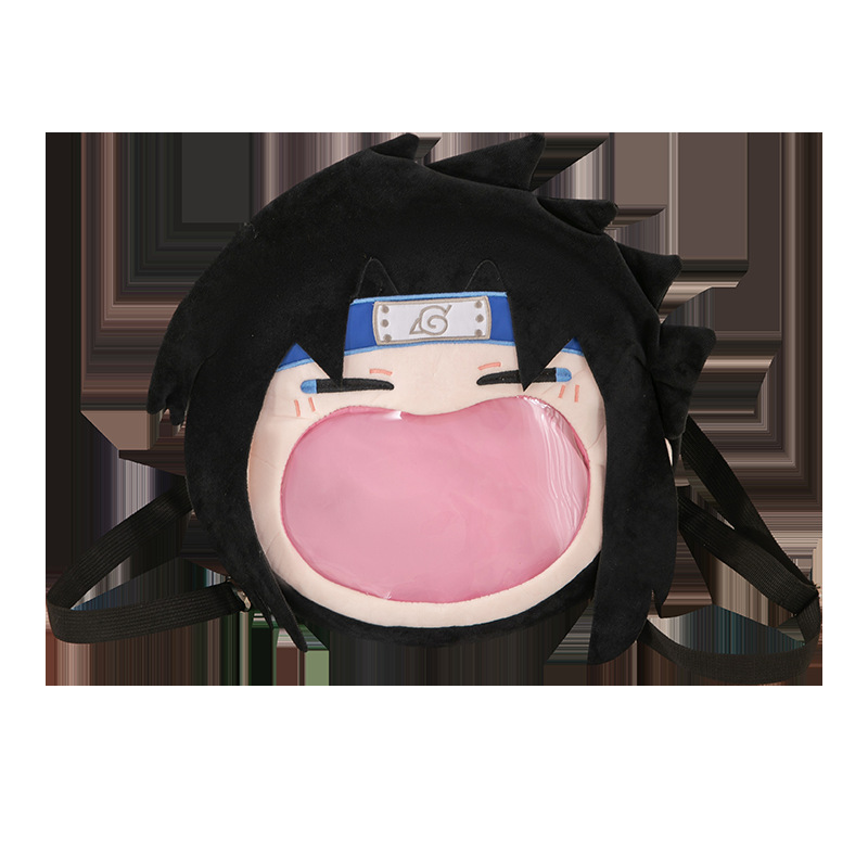 나루토 SHIPPUDEN UCHIHA SASUKE 큰 입 통증 가방 귀여운 보관 배낭 어깨 가방 인형 선물