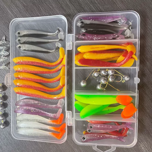 Far cast Luya bait set lead hook T tail fork tail soft bait mandarin fish white fish cocked mouth fishing gear wholesale