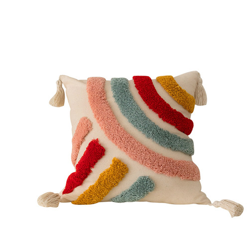 New children's cartoon pillow bedside cushion pillow tufted embroidery creative rainbow star sofa back bed pillow