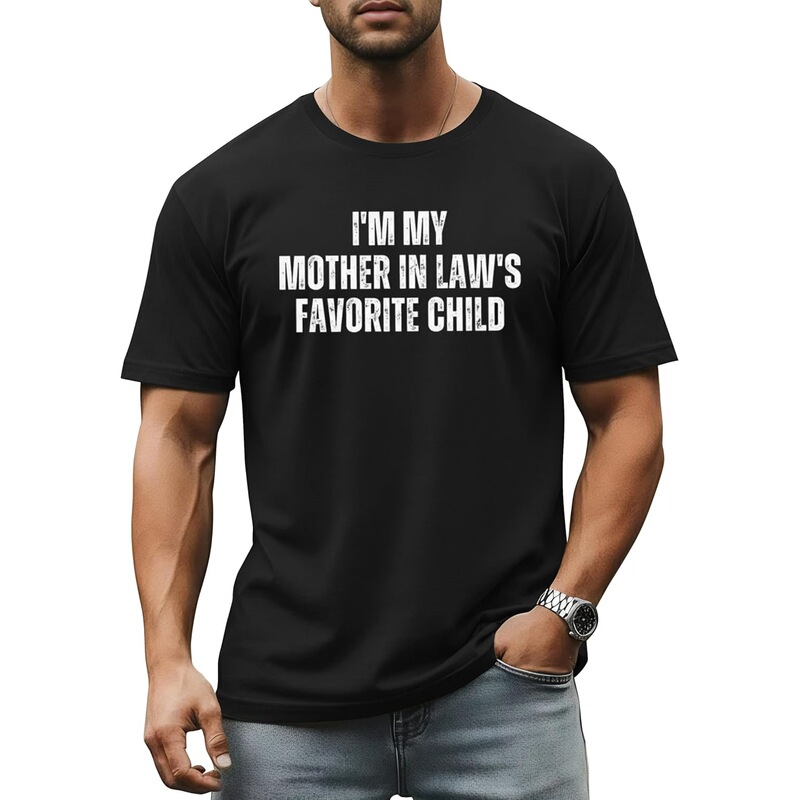 Men's Fun Shirts Regular Fit Humorous Letter Print Short Sleeve Round Neck Streetwear Summer Tops Medium Size