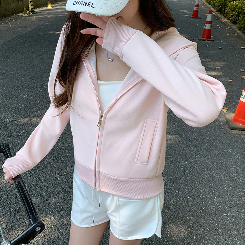 1203 Zipper Hooded Sweatshirt Jacket for Women in Spring, Autumn and Winter with Flap Pocket Pantss Inside and Short Right Shoulder Cardigan Top 1203 Zipper Hooded Sweatshirt Jacket for Women in Spring, Autumn and Winter with Flap Pocket Pantss Inside and Short Right Shoulder Cardigan Top