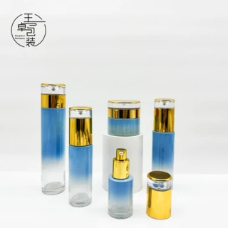 现款直圆简约水滴水乳套装玻璃空瓶多规格便携分装瓶