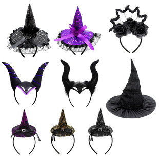 Halloween Devil Horn Headband Top Hat Headband Prom Party Dress up Performance Maleficent Maleficent