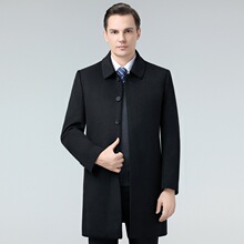 冬季专柜男装双面呢夹克外套中长款商务休闲鸭绒内胆翻领保暖茄克