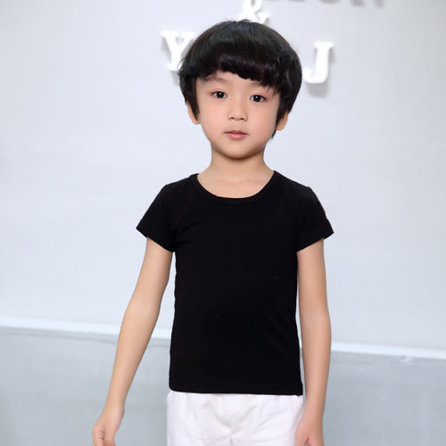 Children's Summer T-shirts 2024 Cotton Men's Short Sleeve T-shirts Children's Plain Color Top Wholesale One Piece Dropshipping Base Korean Version