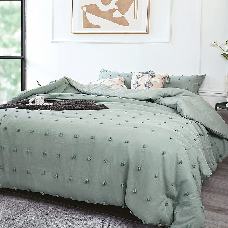 跨境厂家亚马逊热卖外贸家纺床上用品三件套簇绒剪花床单被罩被子