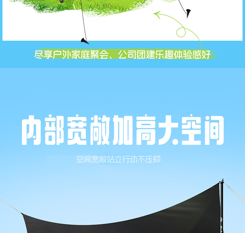 Beishan Wolf Titanium Black Octagonal Canopy Tent Outdoor Camping Picnic Camping Equipment Hevelation Full Set of Rainproof and Sunscreen