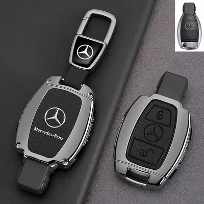 Car key bag Buckle Bag - leather-texture-style-b-2-button-leather-texture-piano-black-car-logo-trapezoid-buckle