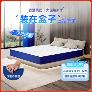 藍色壓縮卷包盒子床墊獨立彈簧席夢思乳膠床墊記憶棉加厚軟墊家用