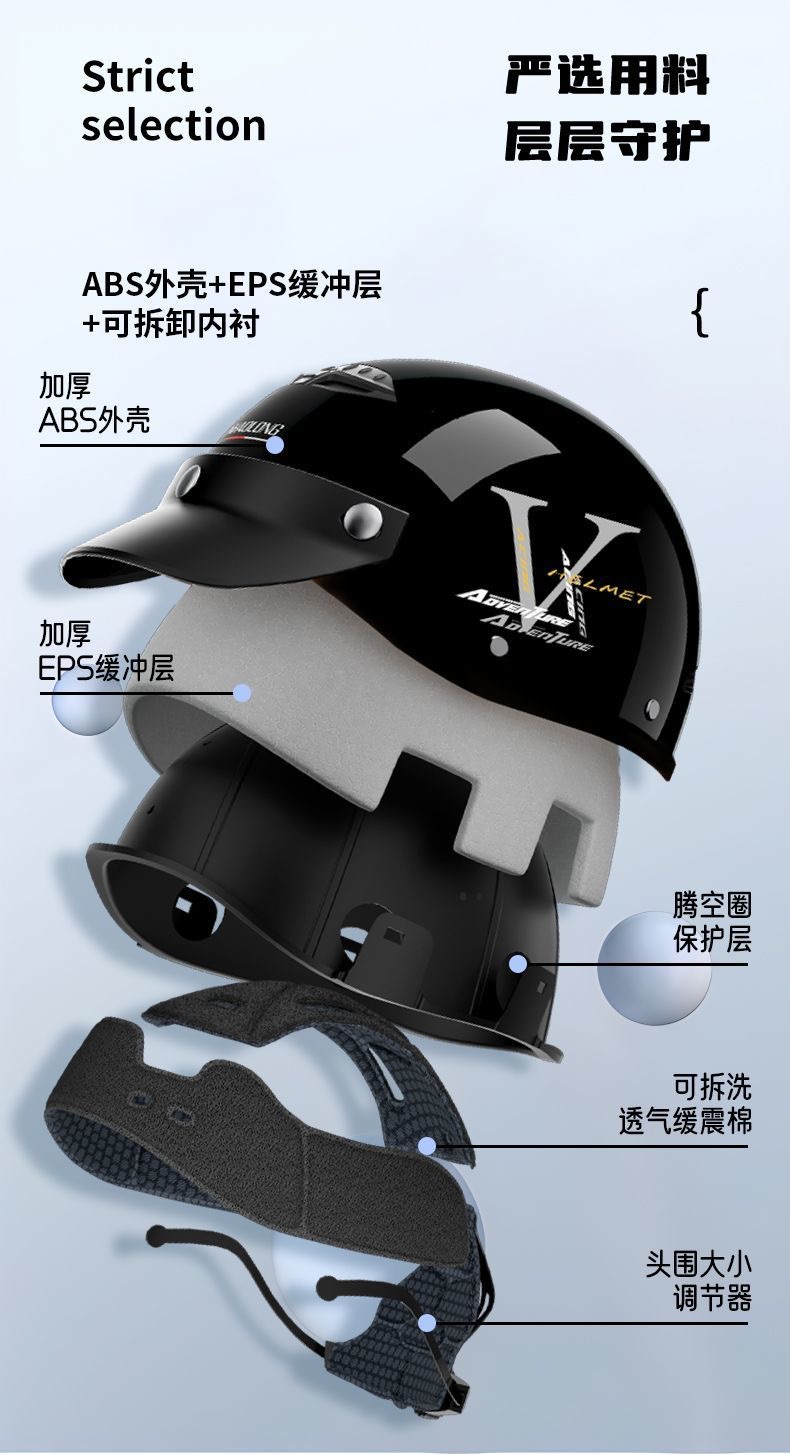 3C Certified Electric Vehicle Helmet National Standard for Men and Women, Summer Electric Scooter Motorcycle Half Helmet, Lightweight Riding Safety Helmet