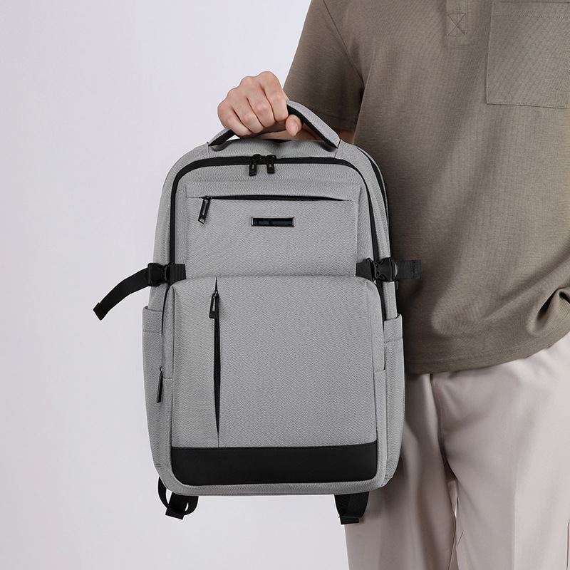 Mochila de color sólido transfronteriza hombre multicapa a prueba de rociadores bolsa de computadora de negocios colgar tirón mochila de viaje portátil al por mayor