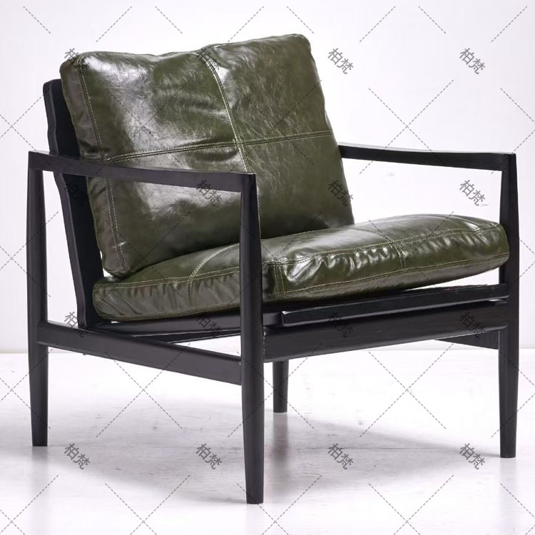 Silla de ocio de madera maciza perezosa de mediana edad, sofá individual de diseño de madera de fresno, silla Hank, silla de tienda de té con leche de café