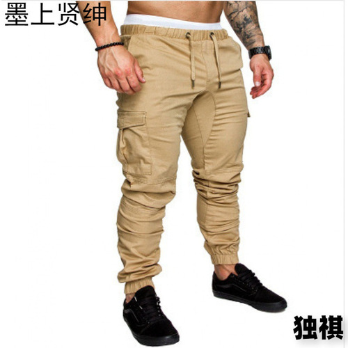 Men's casual pants new work pants with multiple pockets long pants men's woven fabric casual pants