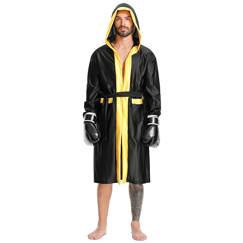 Halloween adult men's cosplay boxer game suit battle robe black hooded jacket cloak sports shorts