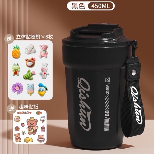 Taza de café 316 de doble capa de acero inoxidable aislado taza fría al aire libre taza de coque portátil red cuerda de elevación roja taza de coche