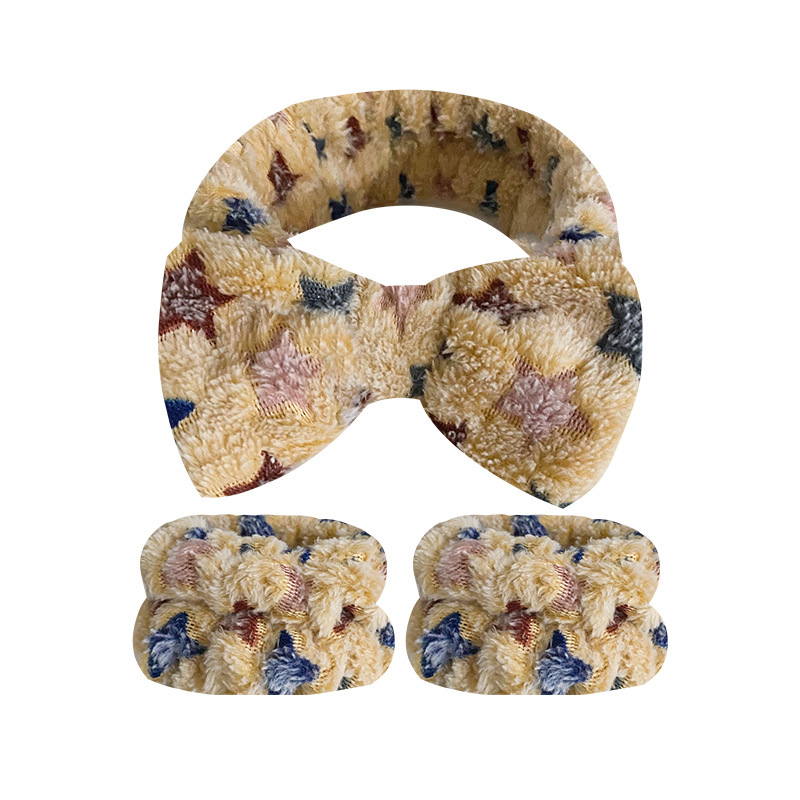 Patrón de tigre europeo y americano arco banda de pelo correa de muñeca traje de lavado de cara de las mujeres diadema estrellado cielo impreso diadema correa de muñeca absorbente