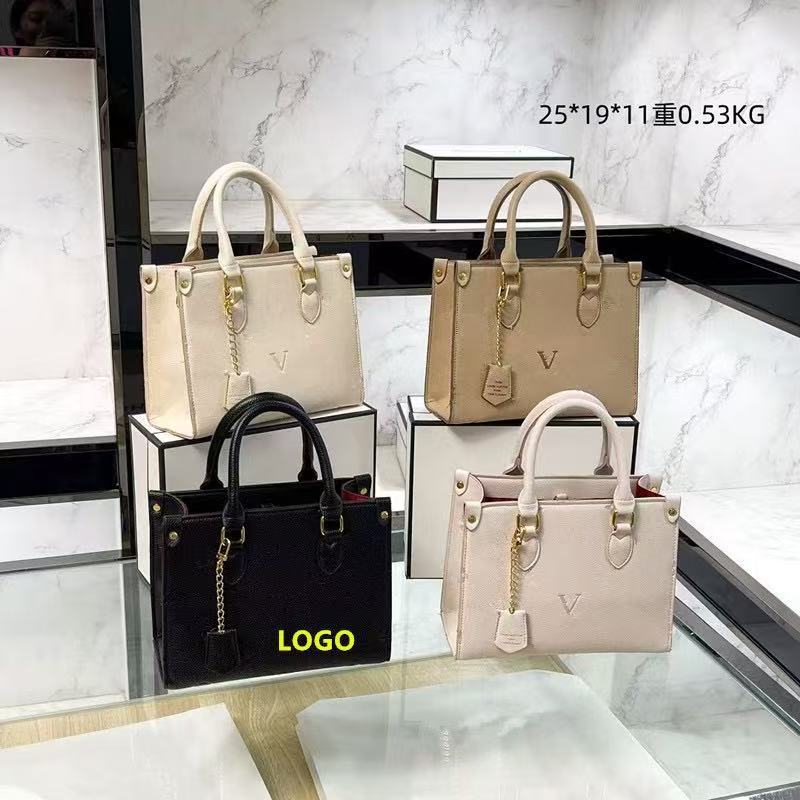 欧美新款时尚中号手袋包包压花荔枝纹斜跨单肩手提实物LOGO女包|undefined