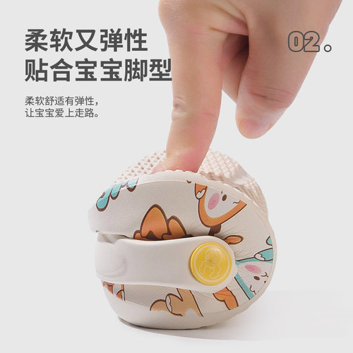 Deer Milli's new children's slippers for men and women indoor cute light soft sole bathroom full print children's hole shoes