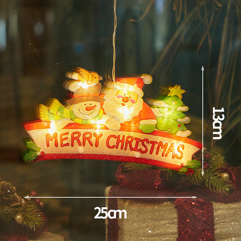 Luces de Navidad con Ventosa en Existencia de Fábrica, Decoración Navideña para Ventanas, Campanas, Colgantes de Papá Noel y Muñeco de Nieve, Luces LED