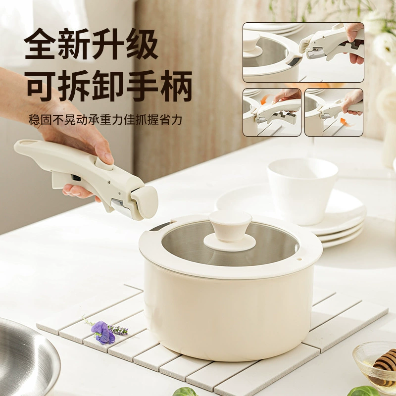 Removable handle stainless steel, set for home use, kitchenware, 6 pieces, full set