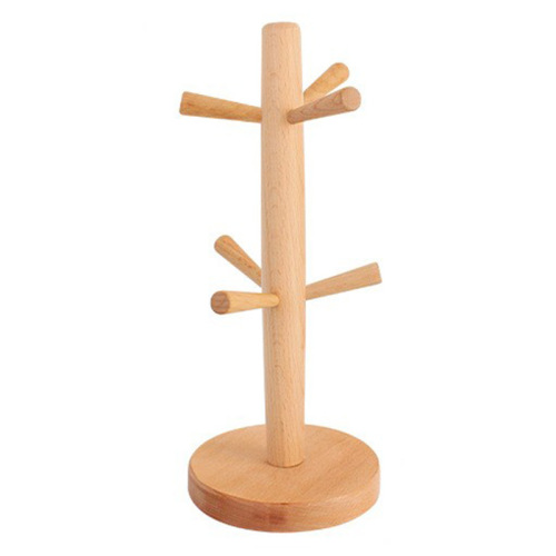 Japanese-style wooden six-claw cup holder creative beech wood cup drain rack household water cup mug storage rack