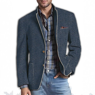 European and American Amazon Best-Selling Men's Printed Suit Cross-Border Export Blazer Suit Top Pure Color Business Jacket