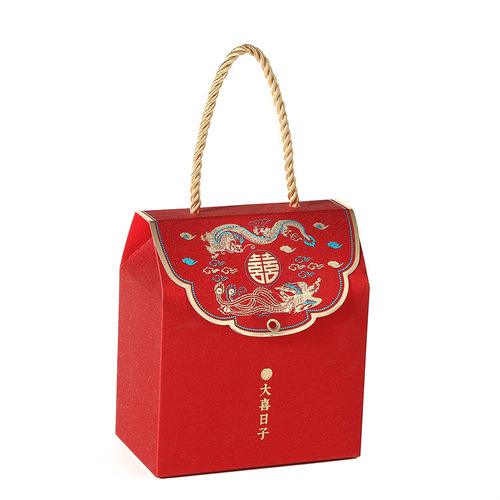 Chinese-style wedding candy box, new wedding favor gift box, creative hand-held candy gift bag, wholesale