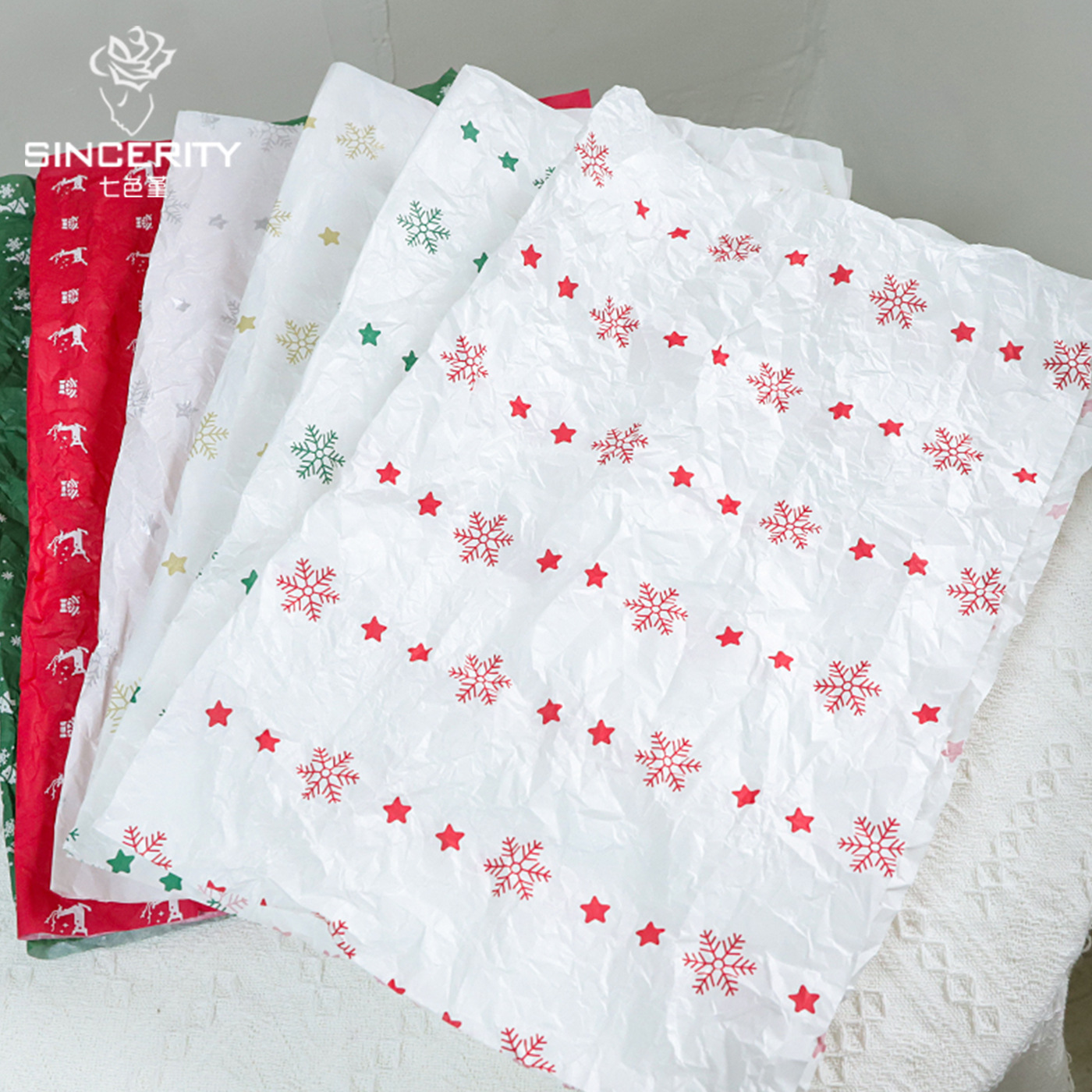 Navidad de siete colores cordier forrado Sydney papel de embalaje de flores de papel de embalaje de navidad forrado florista material de flor