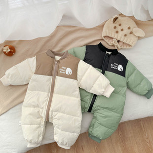Baby Winter Outing down Jacket, Light and Warm Hooded, Infant and Toddler Crawling Suit, Fashionable Baby Jumpsuit, Winter Style