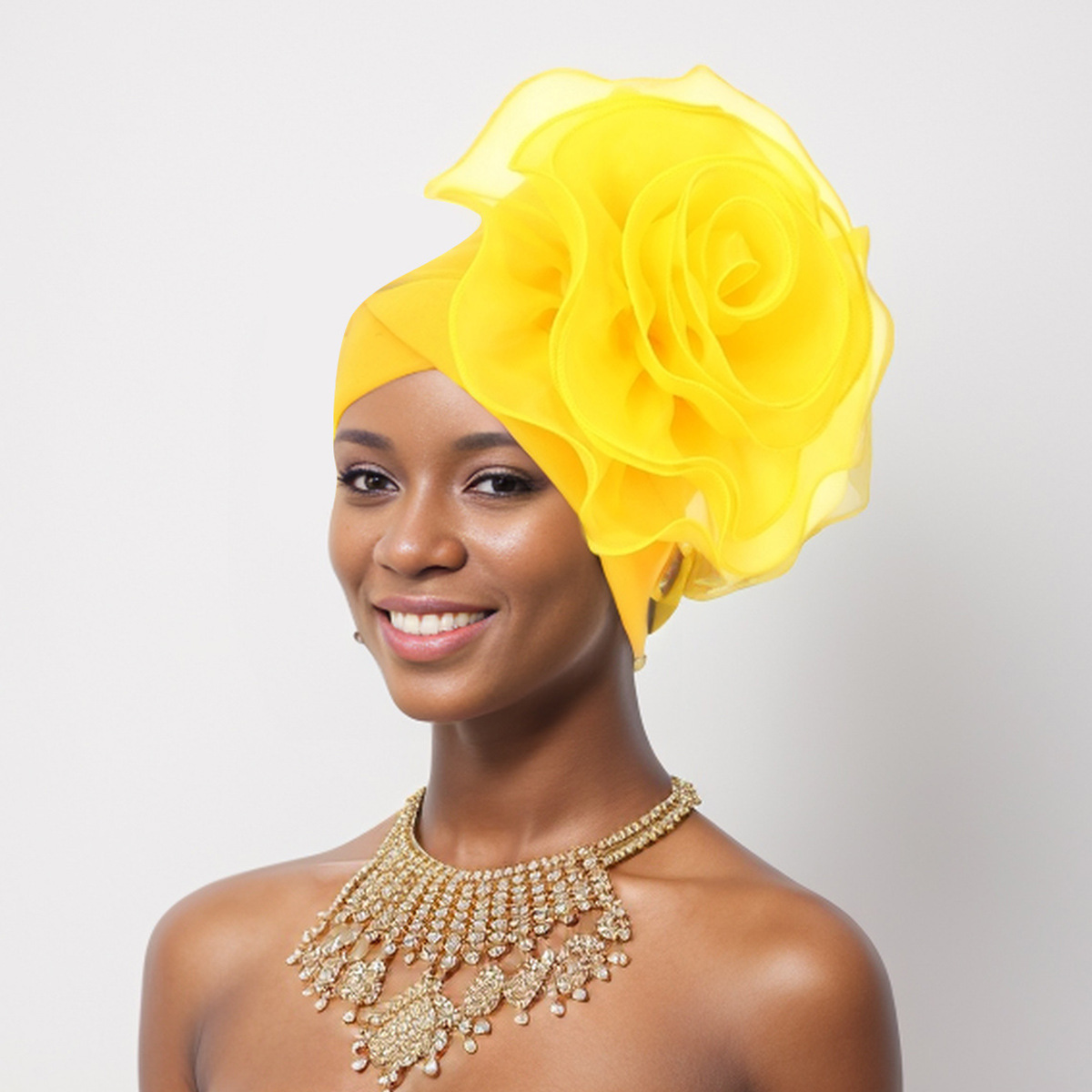 Muslim hat Stylish side large flowers African national characteristics baotou hat headscarf hat_viptrois.com