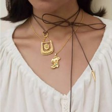 小众设计漫花旅人开放式复古项链气质轻奢绑带项链秋冬个性时髦女