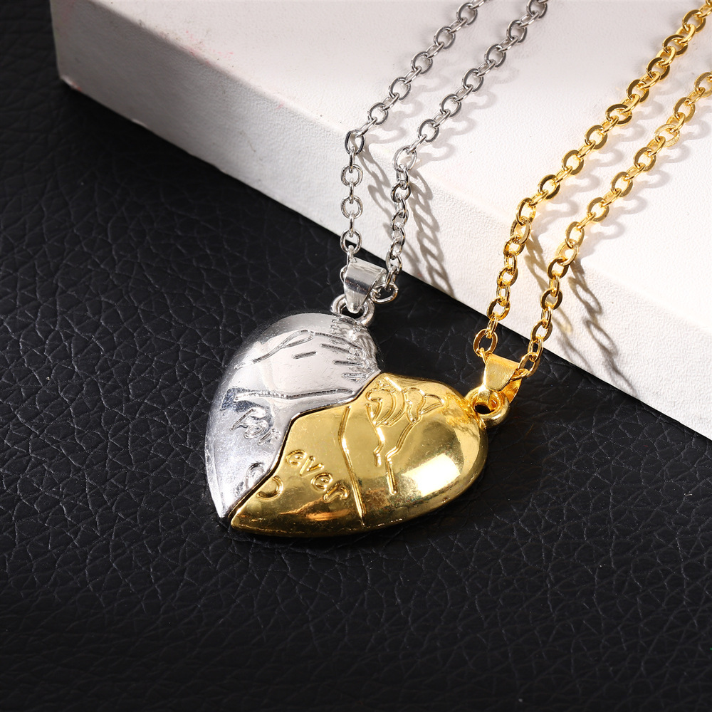 Sweet Heart Shape Alloy Plating Couple Pendant Necklace display picture 3