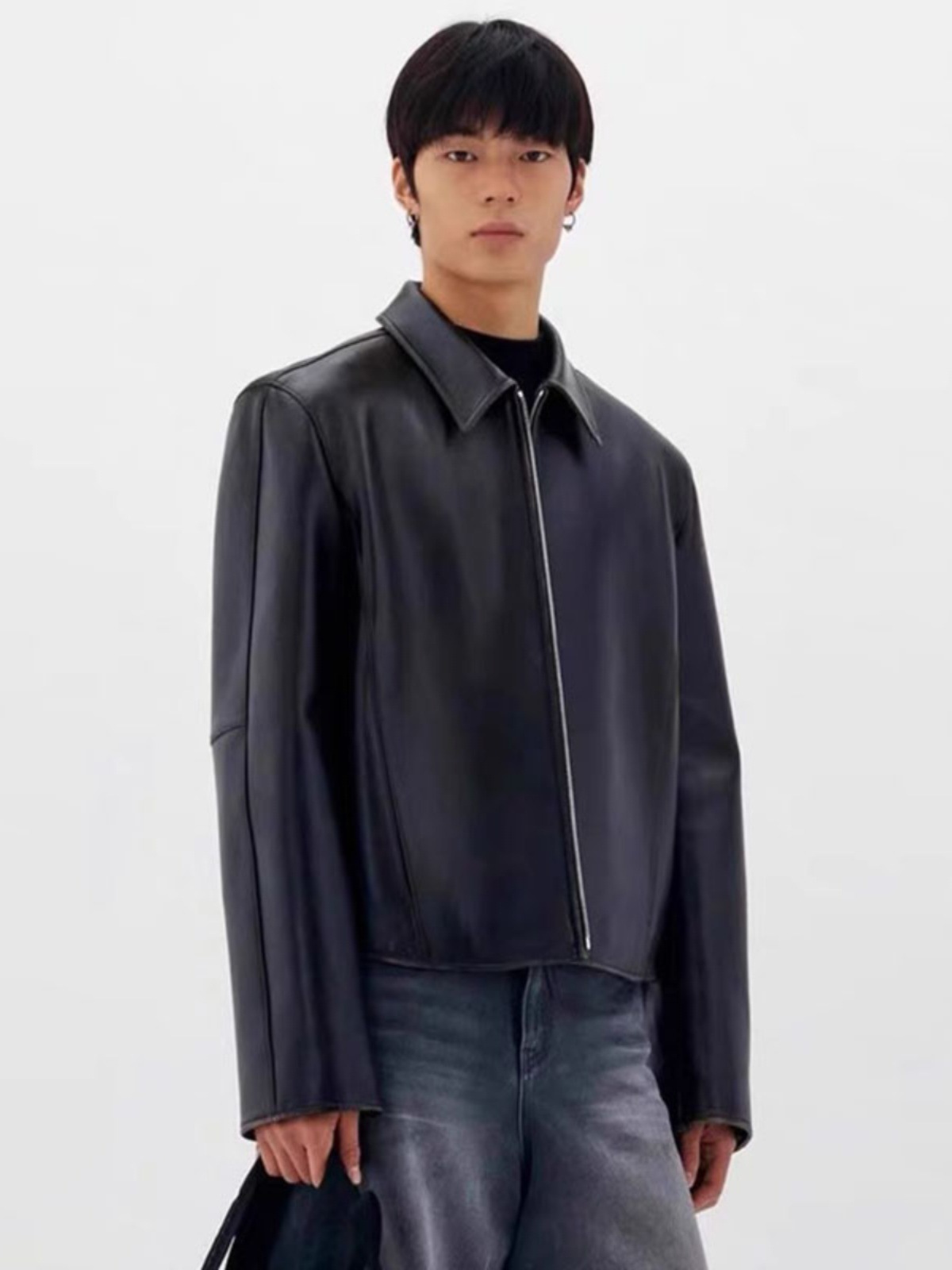 LOW トップ 2025 レザージャケット春と秋ルーズクラシックレトロスリムダメージジッパーラペルジャケット女性のための