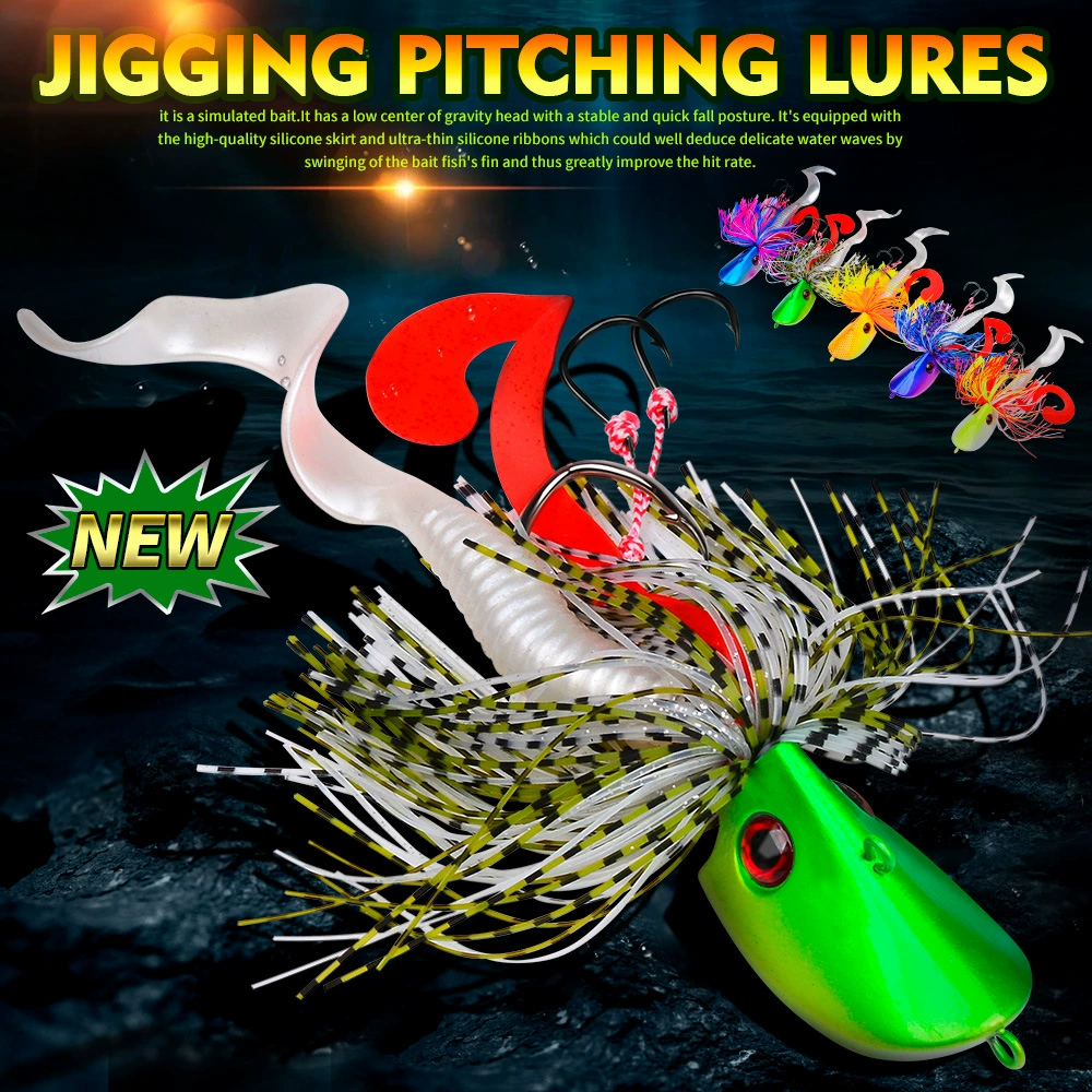 Jig Head de metal con falda suave para pesca de mar y río