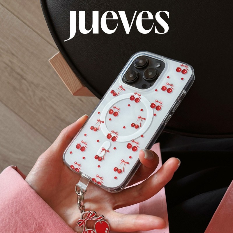 JUEVES 木曜日ハートブレイクチェリー磁気電話ケース iphone15 apple 15promax シリコーン 14prom|undefined