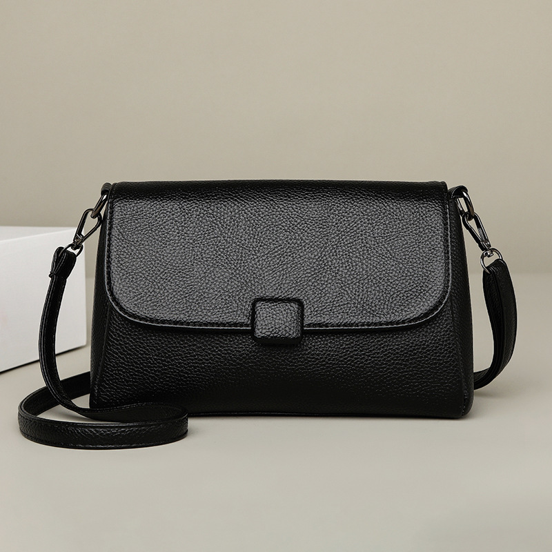 Genuine leather women's crossbody bag, soft cowhide fashion mom bag, 2026 new versatile large-capacity women's shoulder small square bag