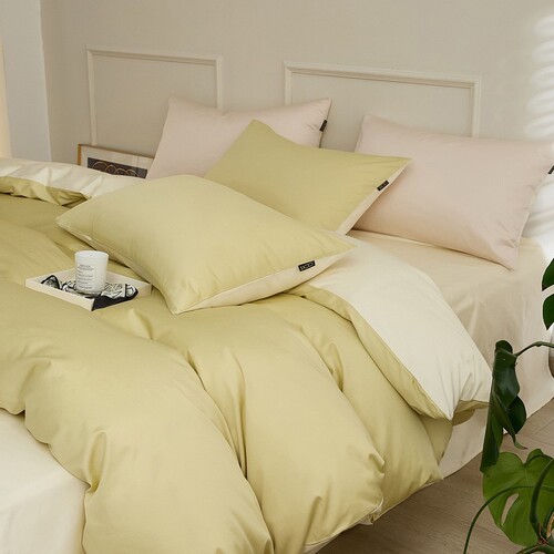 Light luxury Category A maternal and infant grade 60-count pure cotton four-piece long-staple cotton solid color dormitory bed three-piece cotton quilt cover