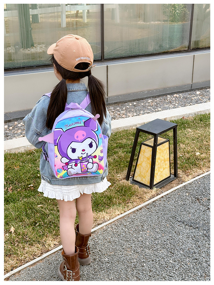 The new 2024 Kuromi kindergarten backpack is cute and cartoonized. It's a lightweight schoolbag and a cute snack bag for kids undefined
