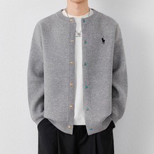 品牌刺绣小马标针织开衫男秋季新款圆领毛衣外套休闲单排扣上衣潮