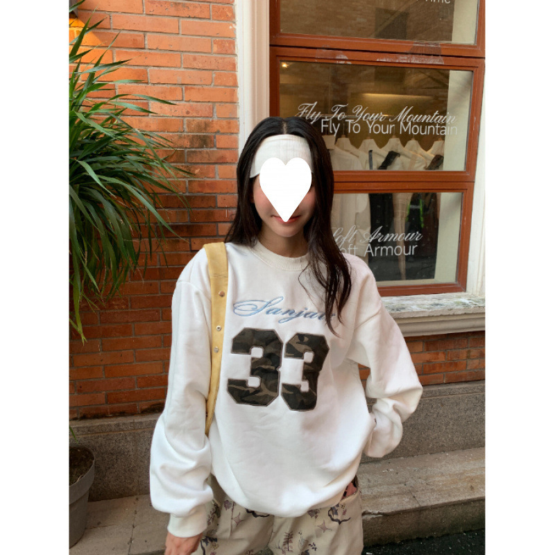 现货高品质【曼巴棉300克+加绒400克】秋冬圆领宽松印花卫衣女|undefined