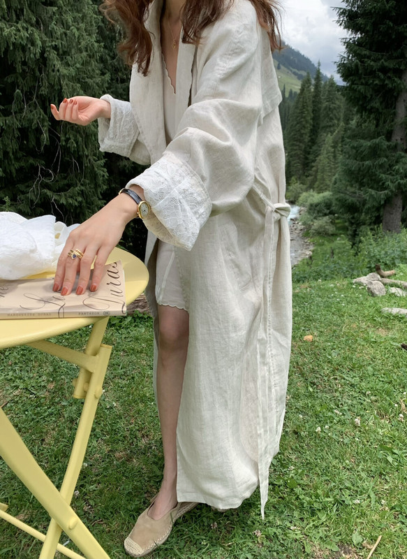 2025秋季新款 法式复古经典廓形麻料袖口拼接风衣外套女(配腰绳)|undefined