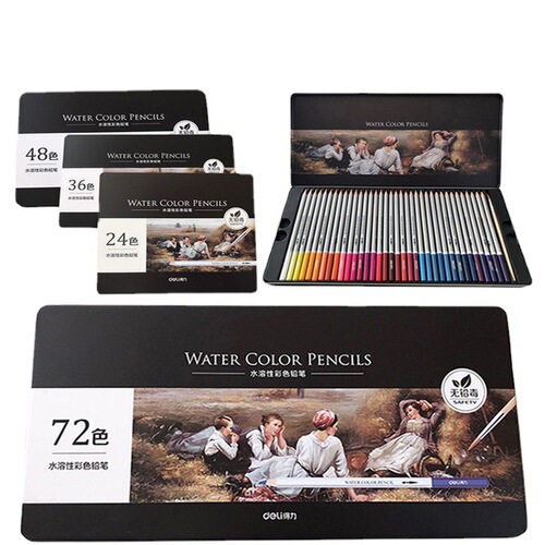 Deli water-soluble colored pencils 24 colors 36 colors 48 colors 72 color pens coloring painting pens dropshipping
