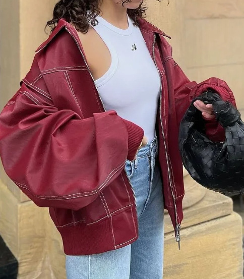 欧美跨境女装速卖通秋冬款宽松翻领美式复古时尚夹克拉链皮衣外套|undefined
