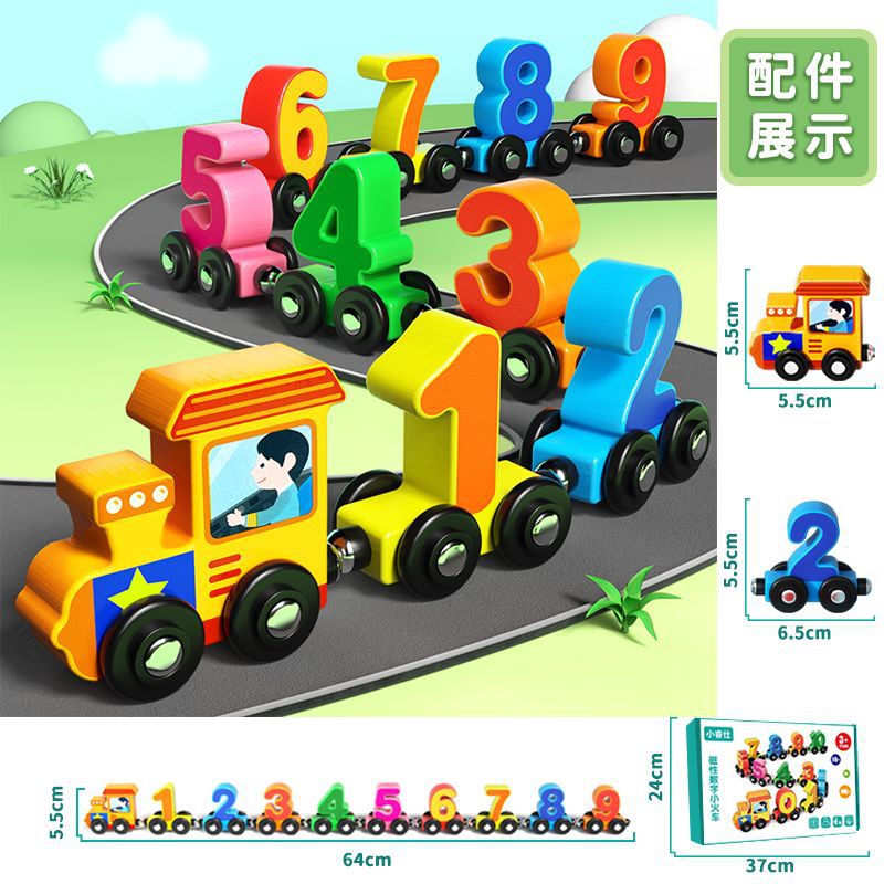 Trenes magnéticos, bloques de construcción, juguetes de ensamblaje de madera para niños, magnéticos, niños y niñas de 1 a 3 años, educación temprana, cerebro