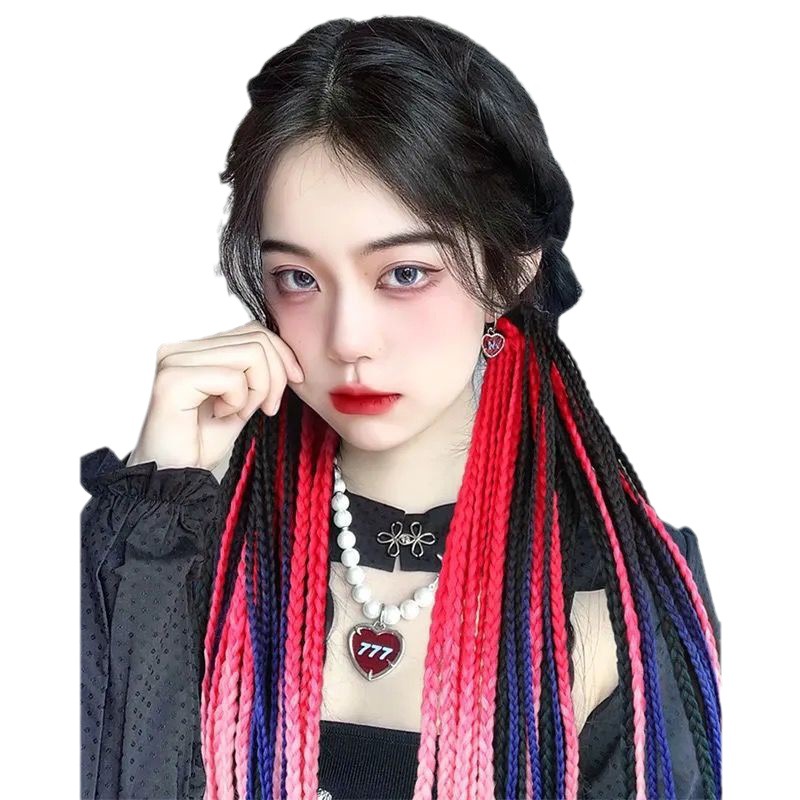 Fábrica al por mayor color trenza peluca hembra hip hop gradiente teñido trenza color de trenza sucia trenza cola de caballo